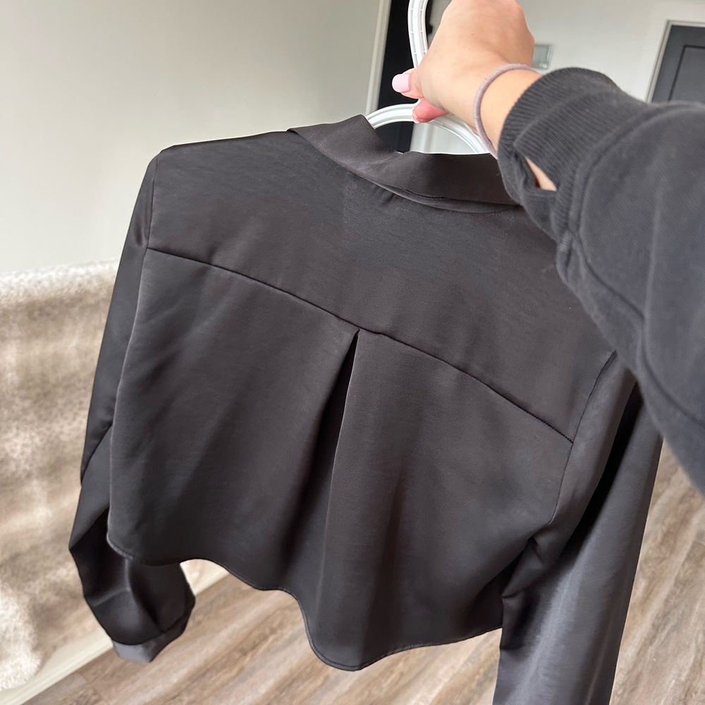 Zara Black Satin Blouse - Picture 6 of 6